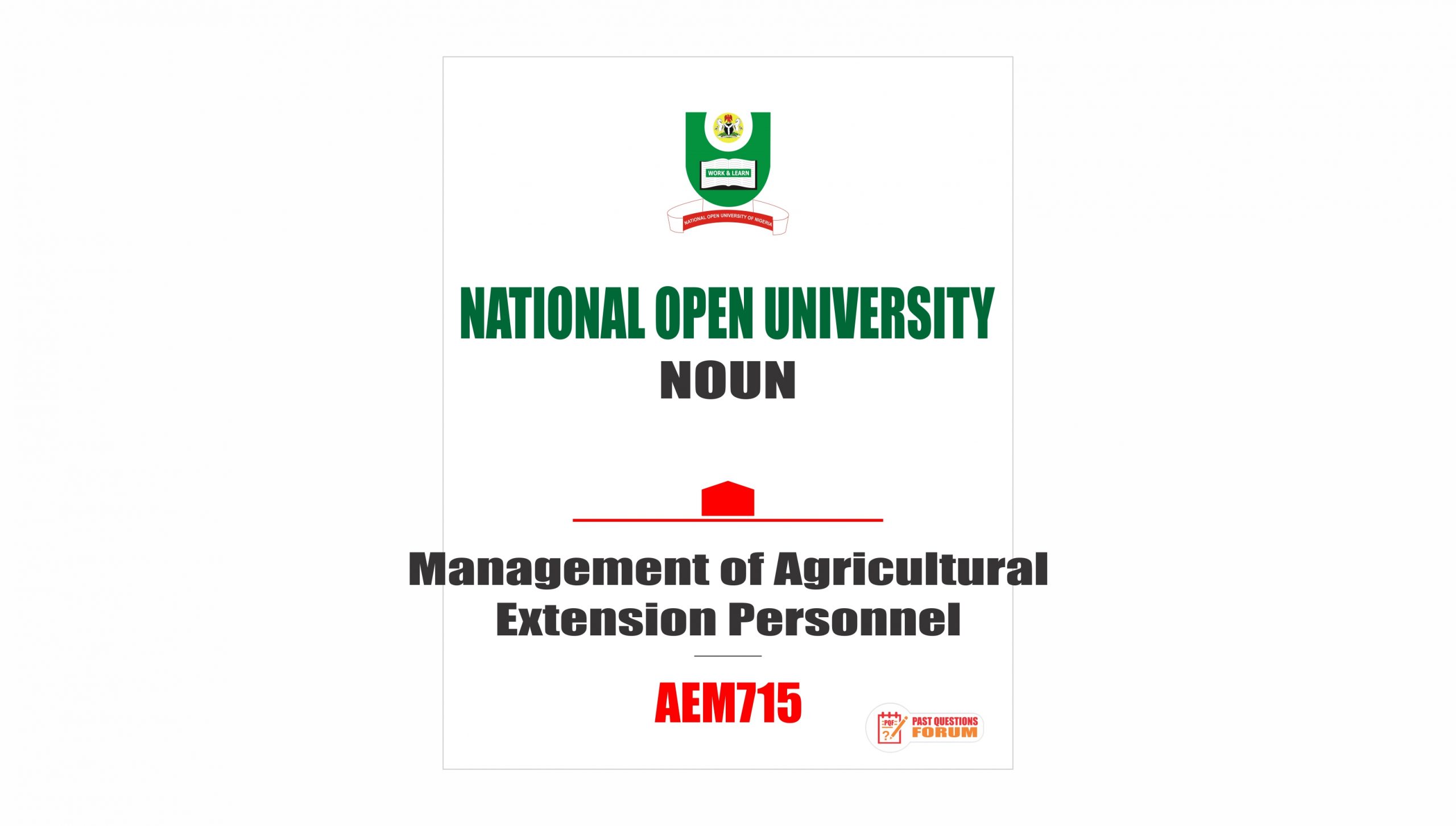AEM715 Management of Agricultural Extension Personnel