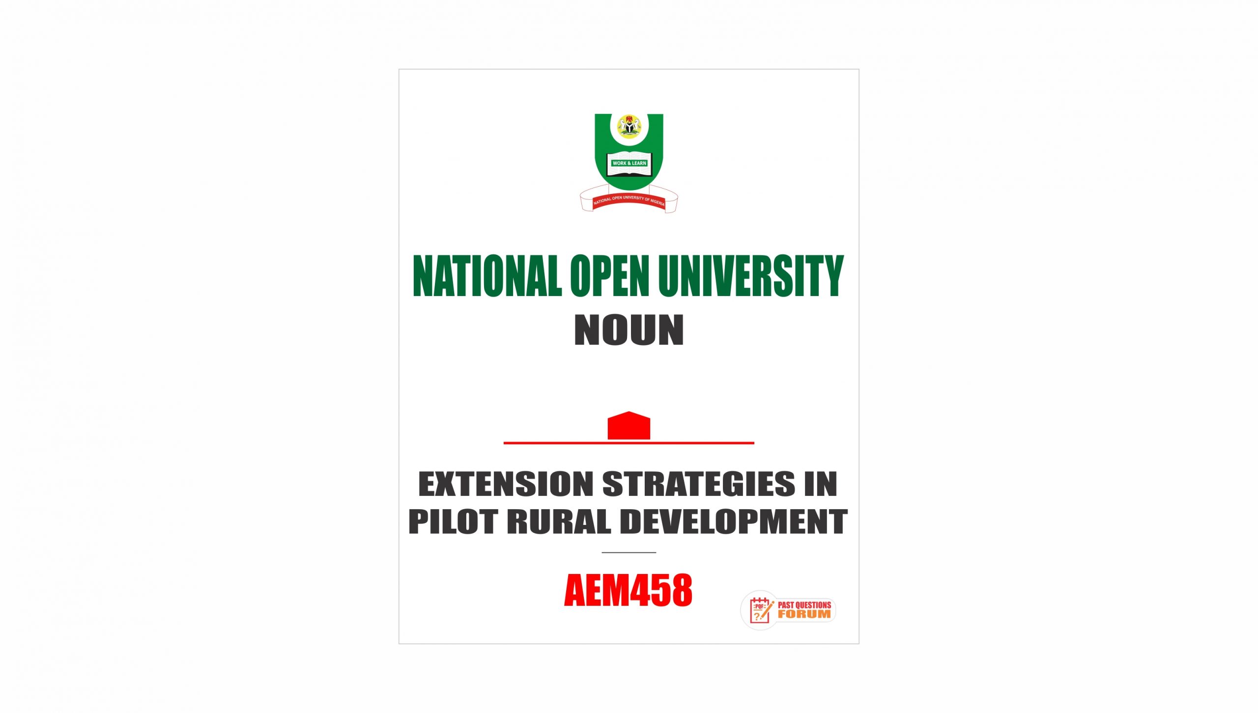 AEM458 - EXTENSION STRATEGIES IN PILOT RURAL DEVELOPMENT (october-2019)